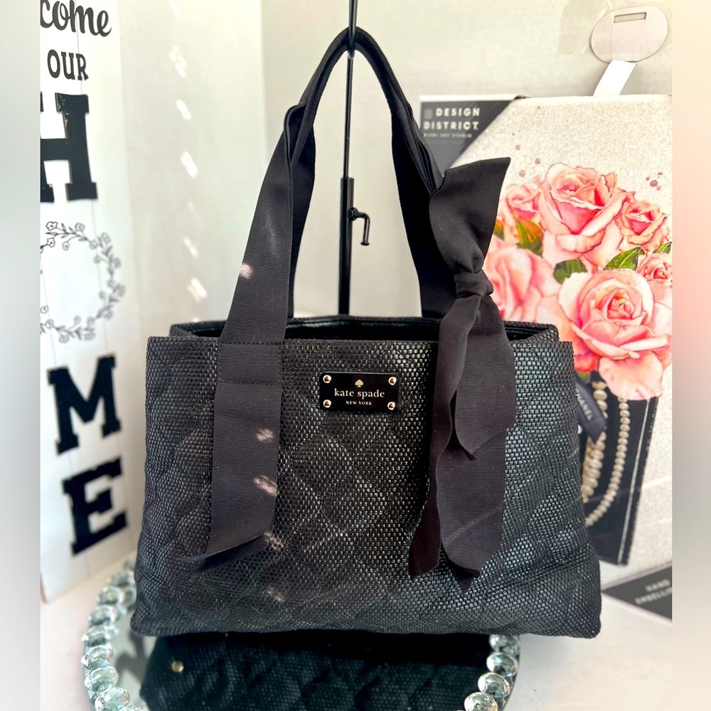 Kate Spade quilted Grosgrain Ribbon Bow Black tote bag